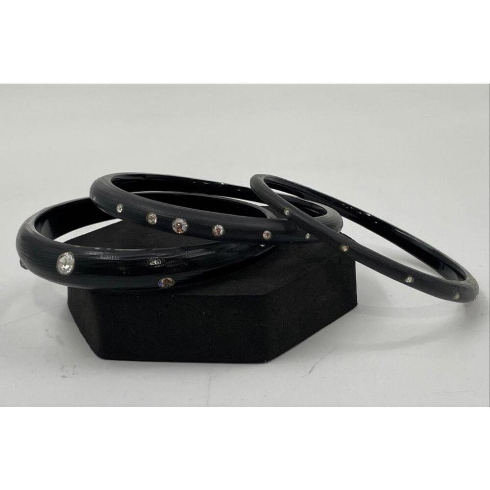 3 Alexis Bittar Smokey Gray Black Lucite Bangles Bracelets
